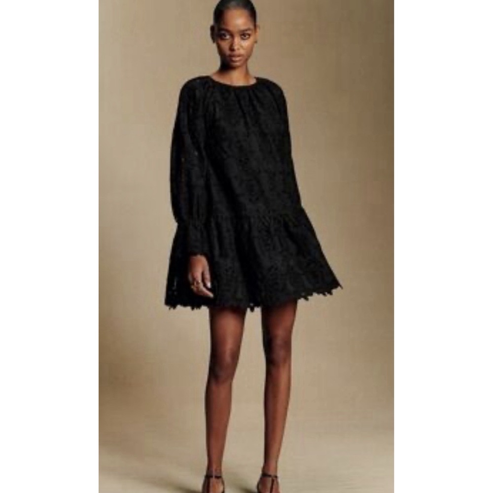 SEZANE Lanka Lace short, flared minidress Ruffles Sleeves Sz 34 Party Evening